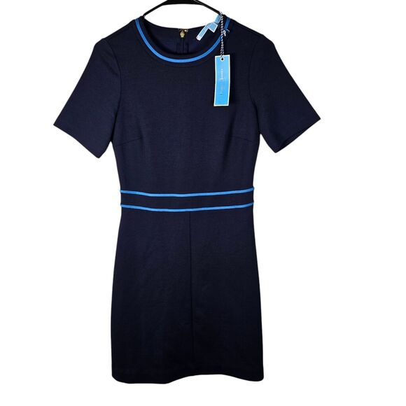 Draper James Dress Womens XS Navy Blue Persley Ponte Fit Flare Old Money Work - Picture 1 of 6